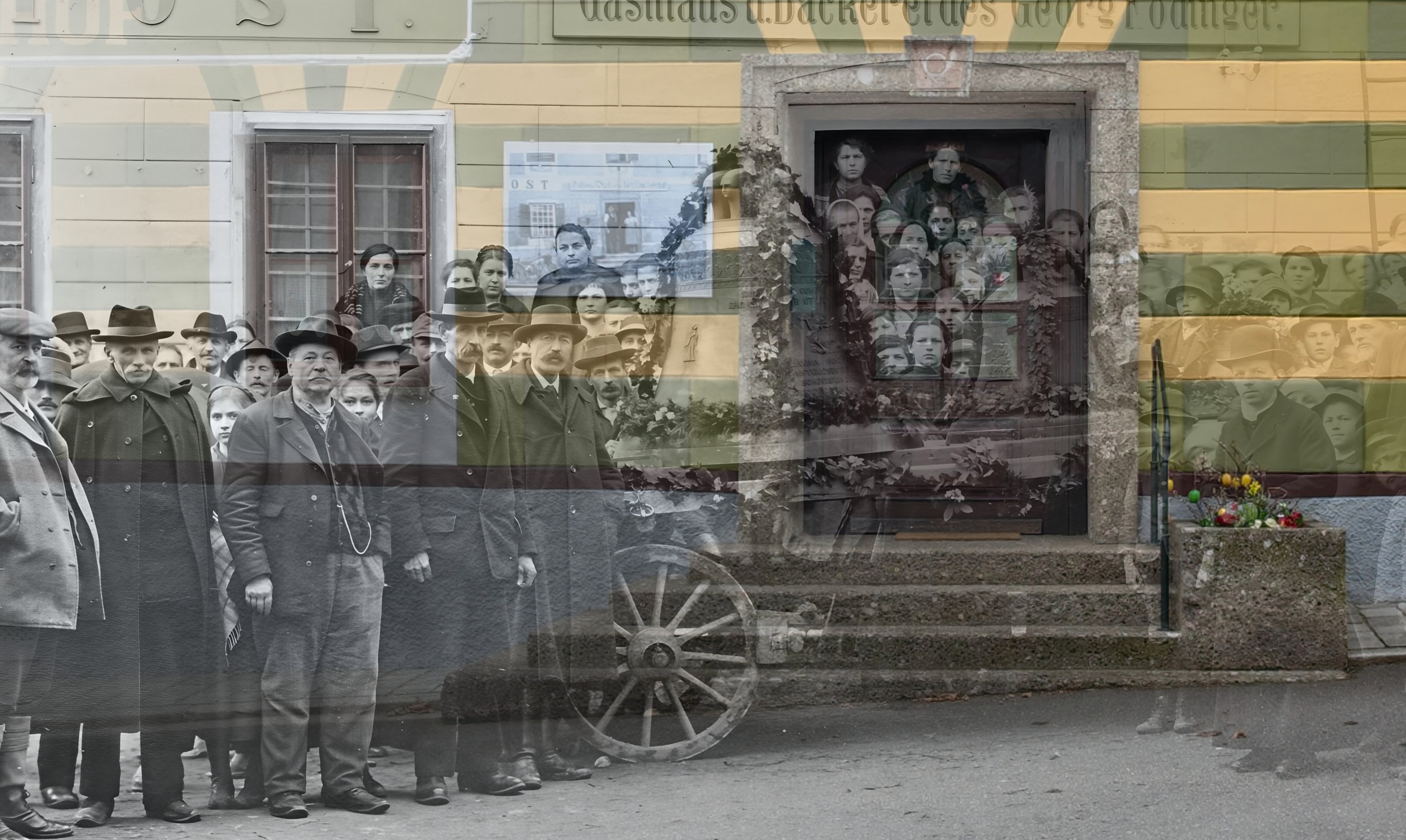 Vor dem Gasthaus im Ortszentrum