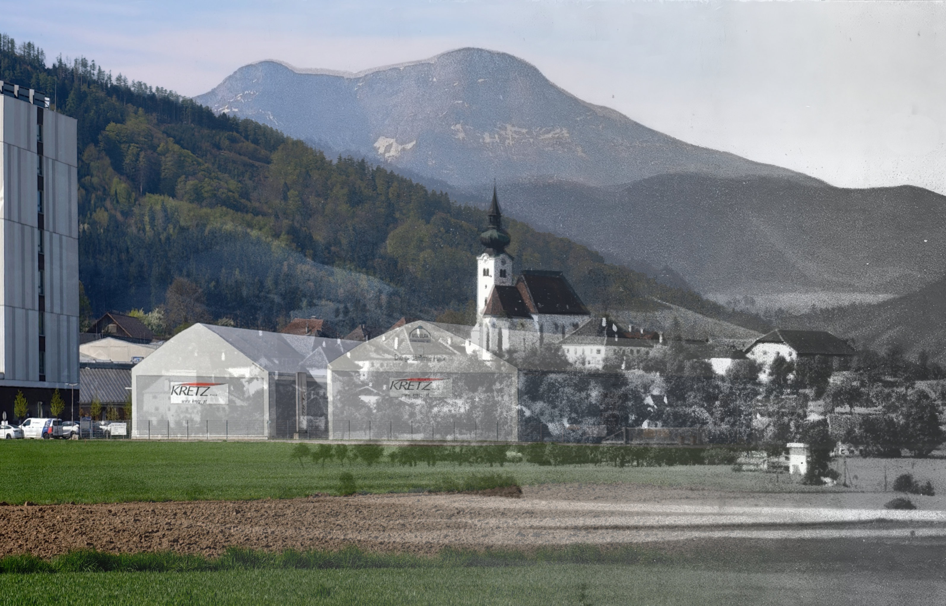 Ortsansicht mit Pfarrkirche